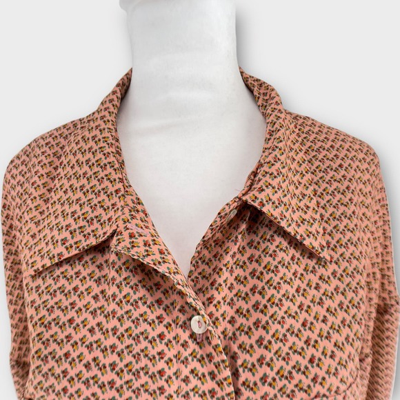 Zara Floral Print Silky Long Sleeve Button Front Shirt Maxi Dress L - Picture 6 of 15